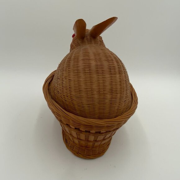 Vintage Wicker Bunny Rabbit Basket Red Eyes Bamboo Ears Easter Basket - Picture 3 of 11